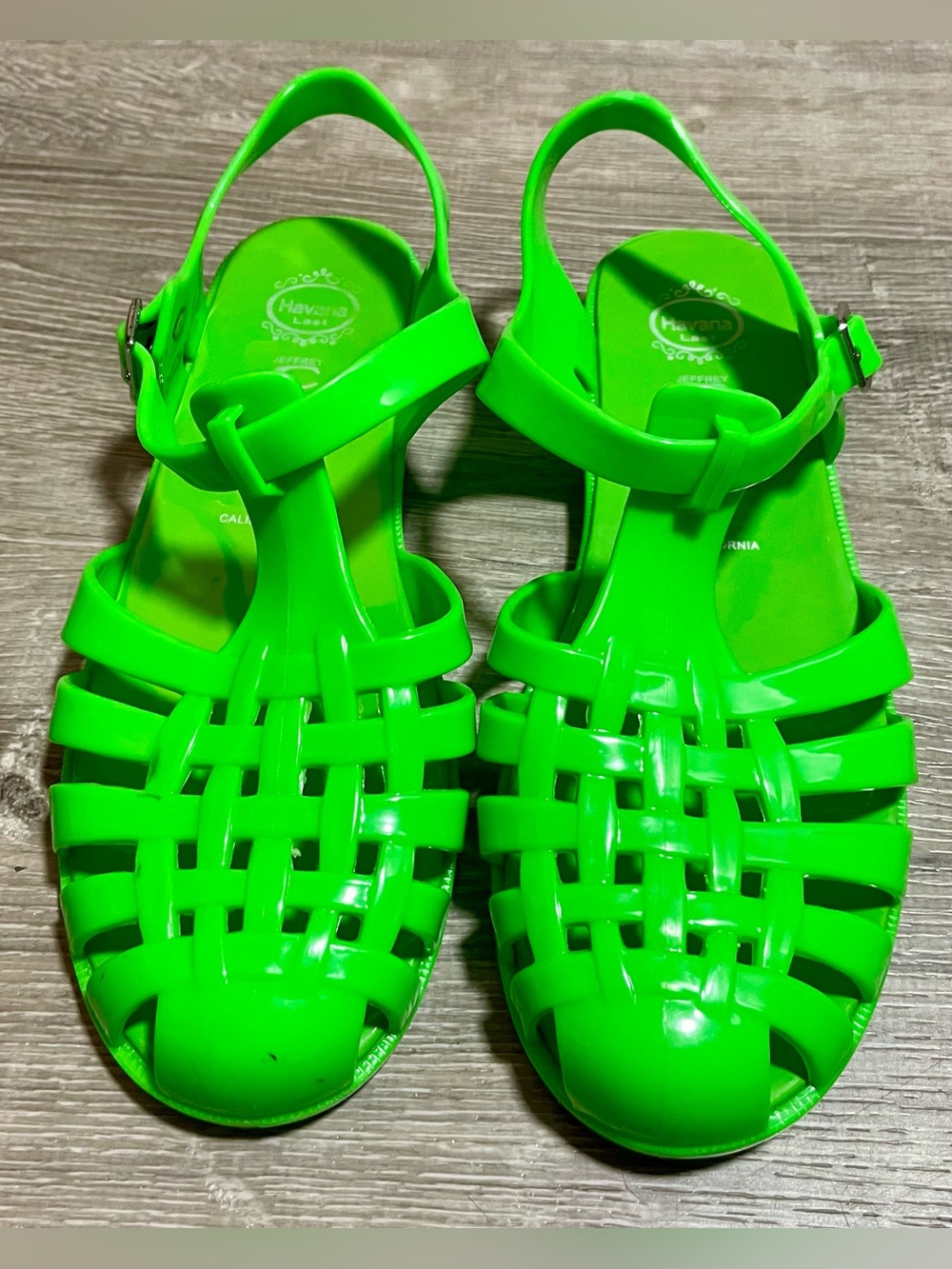 Jeffrey Campbell Women’s Bright Green Jelly Cage Sandals Size 39